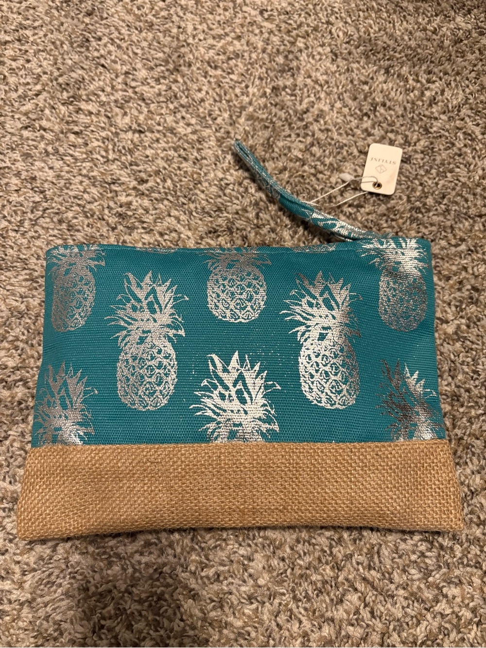 Teal and silver Pineapple Wristlet